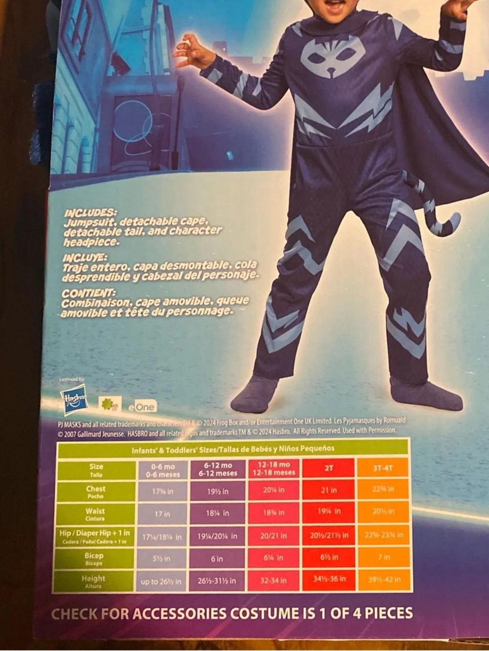 Hasbro PJ Masks Catboy Toddler Costume  2T new